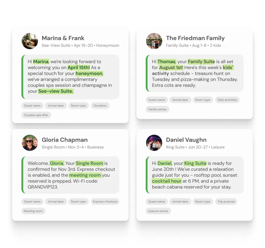 chatlyn personalised guest journey messages