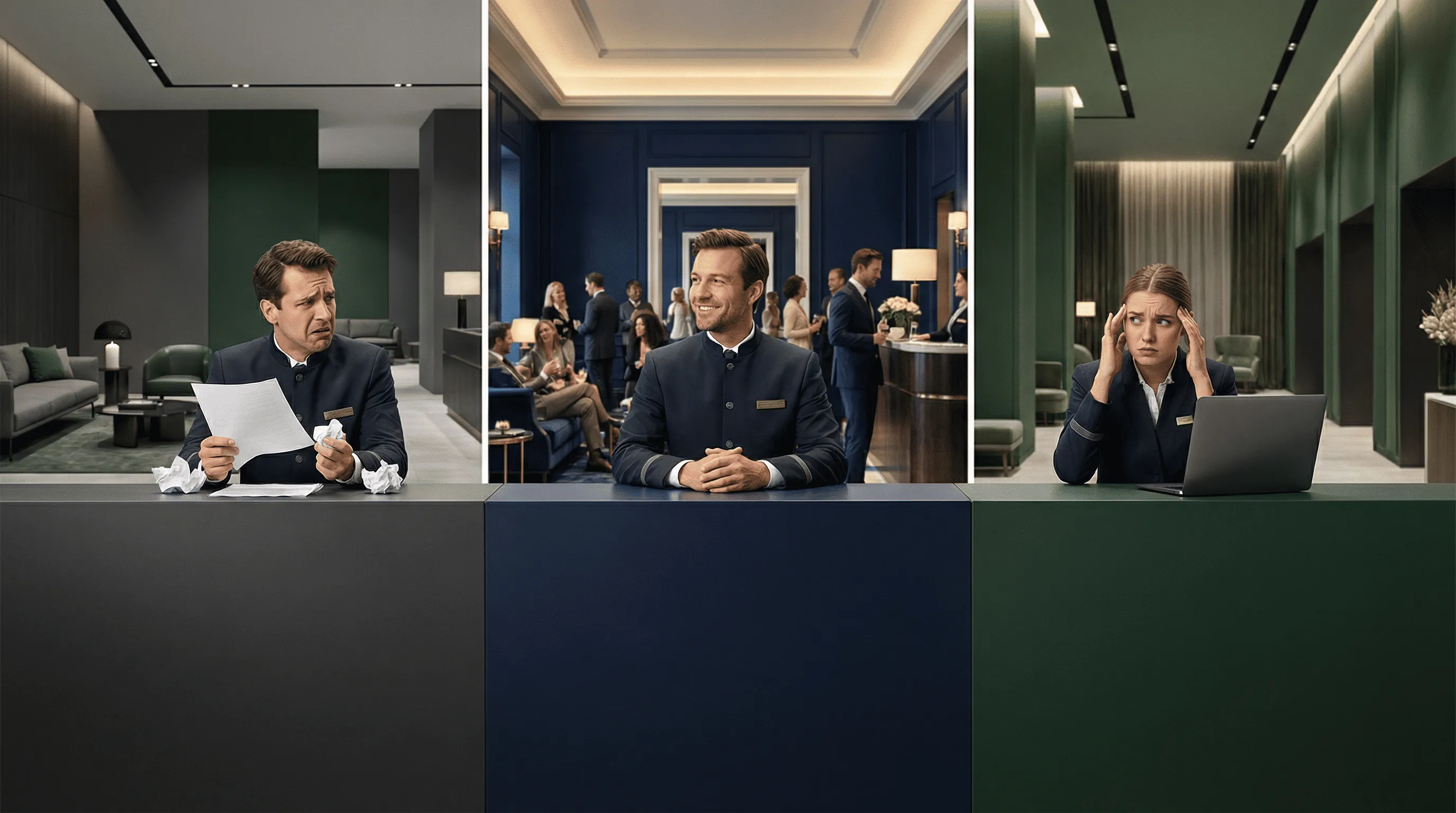 Front desk team across a hotel group