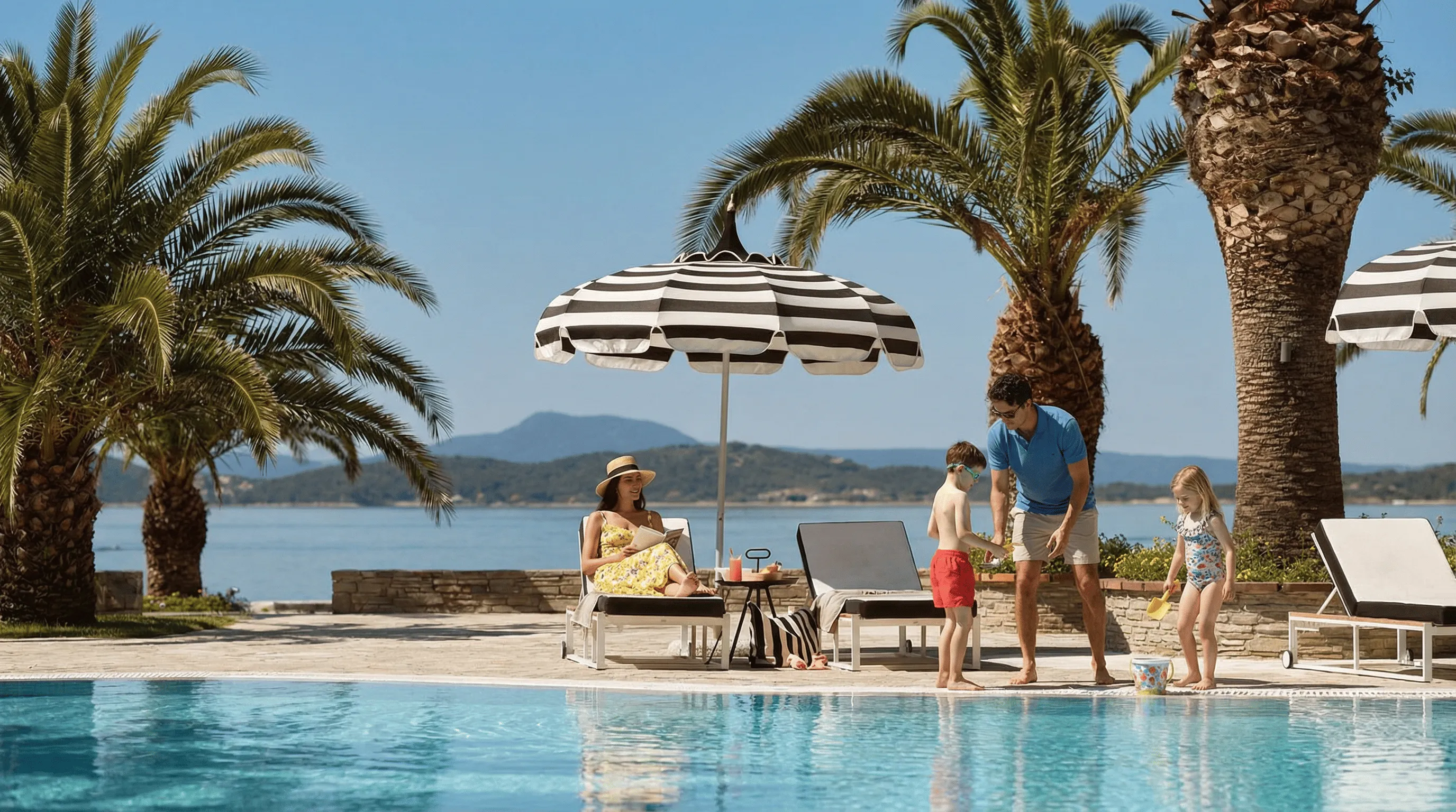 Family enjoying a resort pool